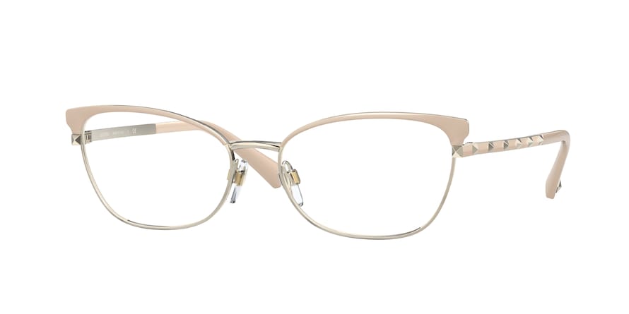 Valentino VA1022 Pillow Eyeglasses  3053-PALE GOLD/BLACK 54-16-140 - Color Map light brown