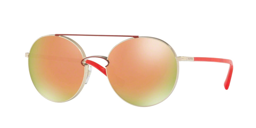 Valentino VA2002 Round Sunglasses  30034Z-LIGHT GOLD/ RED 55-18-140 - Color Map gold