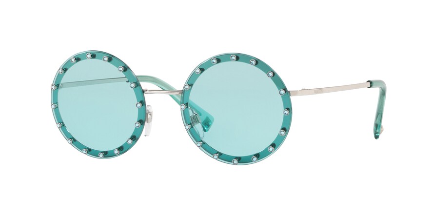 Valentino VA2010B Round Sunglasses  300665-SILVER 52-18-135 - Color Map silver