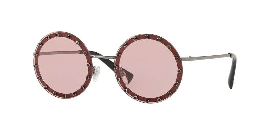 Valentino VA2010B Round Sunglasses  301284-BORDEAUX/GUNMETAL 58-18-140 - Color Map red