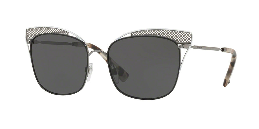 Valentino VA2017 Square Sunglasses  303787-GUNMETAL MAT BLACK SHINY WHITE 55-17-140 - Color Map gunmetal