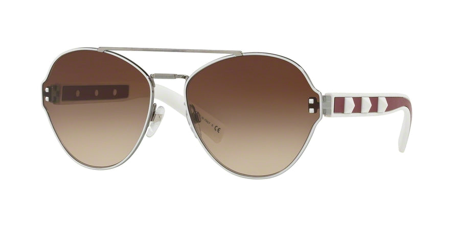 Valentino VA2025 Irregular Sunglasses  304613-GUNMETAL/WHITE 60-16-140 - Color Map white