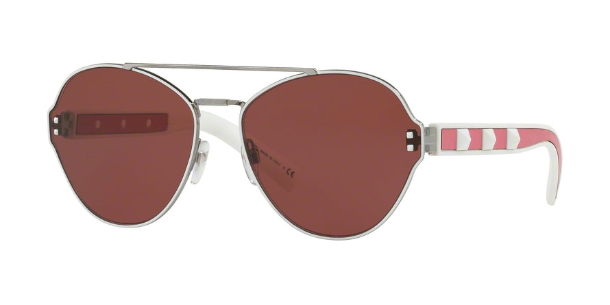Valentino VA2025 Irregular Sunglasses  304675-GUNMETAL/WHITE 60-16-140 - Color Map white