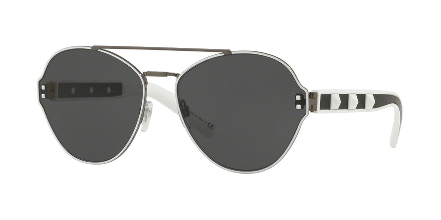 Valentino VA2025 Irregular Sunglasses  304787-RUTHENIUM/WHITE 60-16-140 - Color Map white