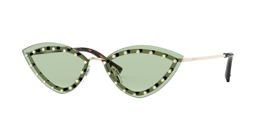 Valentino VA2033 Cat Eye Sunglasses  3003/2-LIGHT GOLD 62-13-140 - Color Map green