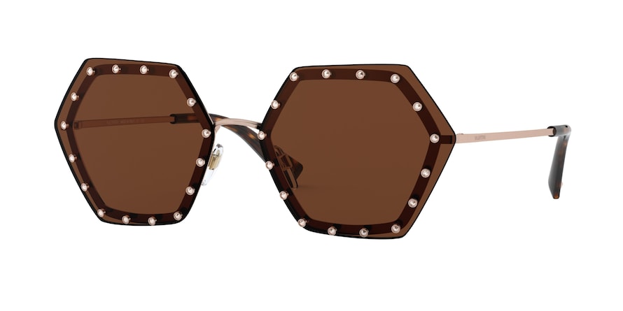 Valentino VA2035 Irregular Sunglasses  300473-ROSE GOLD 62-16-140 - Color Map gold