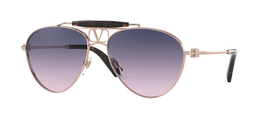 Valentino VA2039 Pilot Sunglasses  3004I6-ROSE GOLD 59-16-140 - Color Map bronze/copper