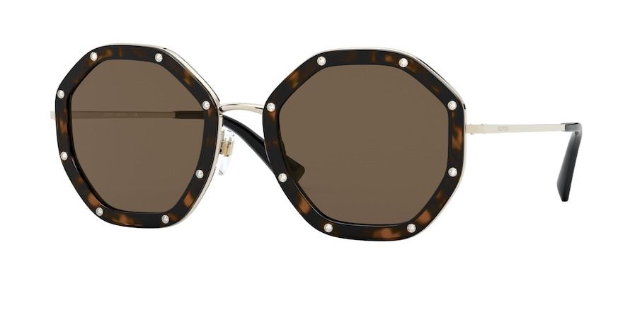 Valentino VA2042 Irregular Sunglasses  300373-PALE GOLD/HAVANA 55-23-140 - Color Map brown