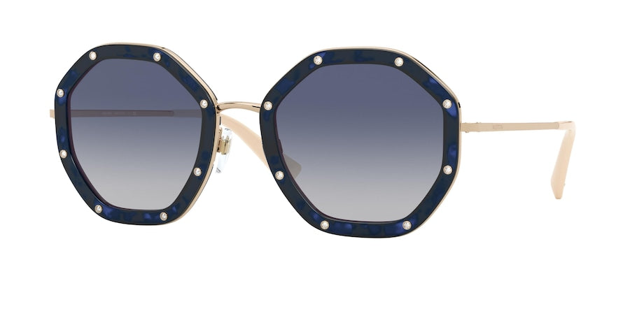 Valentino VA2042 Irregular Sunglasses  30044L-HAVANA BLUE 55-23-140 - Color Map blue