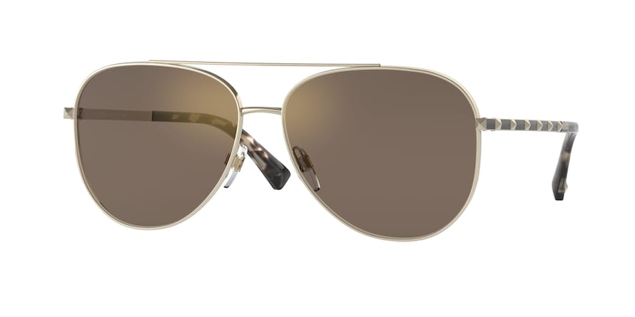 Valentino VA2047 Irregular Sunglasses  30035A-PALE GOLD 60-14-140 - Color Map gold