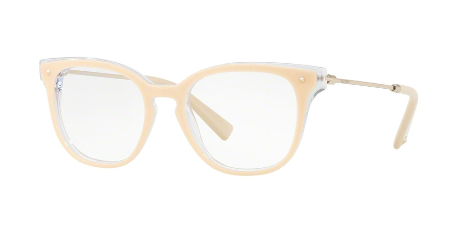 Valentino VA3006 Square Eyeglasses  5029-TOP POUDRE BEIGE ON CRYSTAL 51-18-135 - Color Map brown