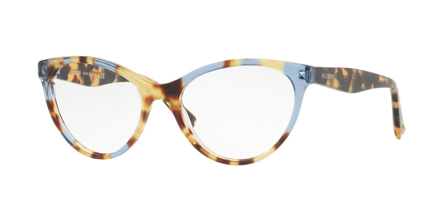 Valentino VA3013 Cat Eye Eyeglasses  5056-YELLOW HAVANA INSERTS BLUE 51-17-140 - Color Map blue