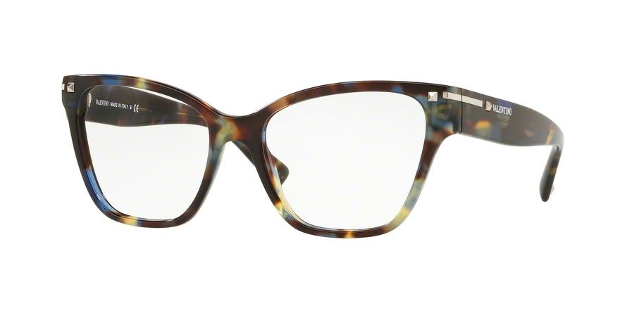 Valentino VA3017 Butterfly Eyeglasses  5068-HAVANA SPOTTED BLUE 54-17-140 - Color Map brown
