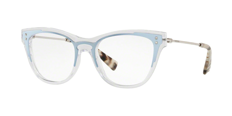 Valentino VA3019 Square Eyeglasses  5076-TRASP/AZURE MATTE WHITE 51-18-140 - Color Map white