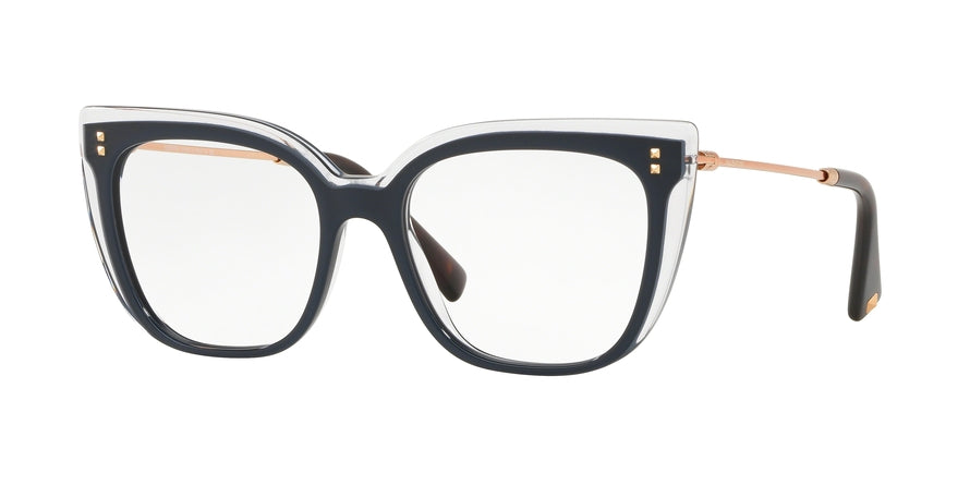 Valentino VA3021 Square Eyeglasses  5085-TRASPARENT/BLUE/TRASPARENT 53-17-140 - Color Map blue
