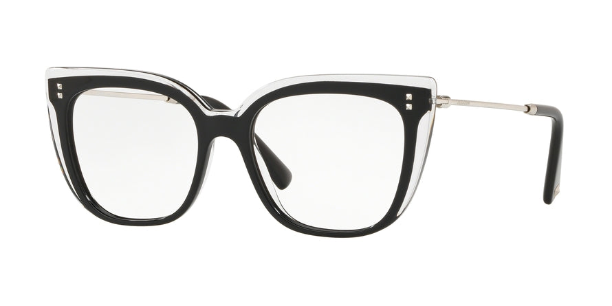 Valentino VA3021 Square Eyeglasses  5086-TRASPARENT/BLACK/TRASPARENT 53-17-140 - Color Map black