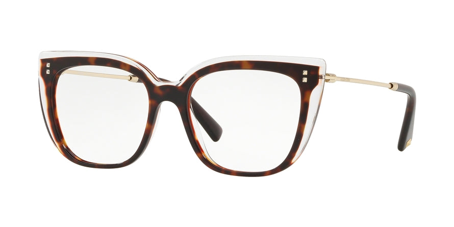 Valentino VA3021 Square Eyeglasses  5087-TRASPARENT/HAVANA/TRASPARENT 53-17-140 - Color Map havana