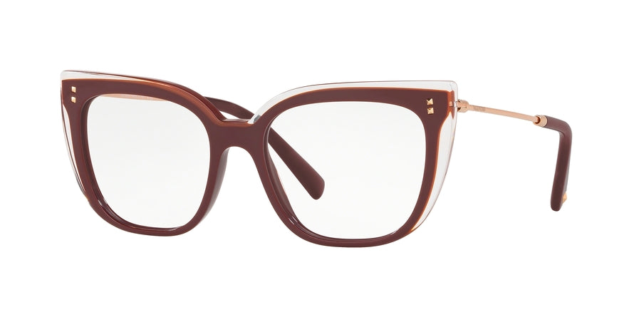 Valentino VA3021 Square Eyeglasses  5090-BORDEAUX/CRYSTAL 53-17-140 - Color Map bordeaux