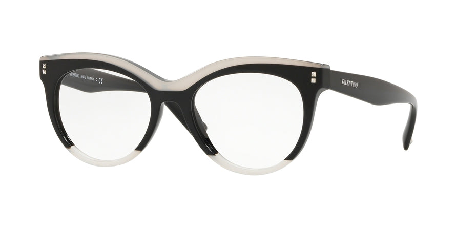Valentino VA3022A Oval Eyeglasses  5096-IVORY/BLACK/IVORY 52-18-140 - Color Map black