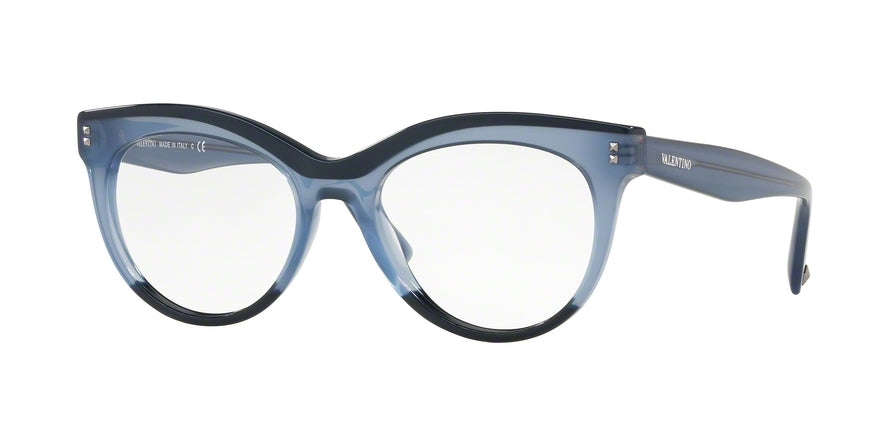 Valentino VA3022 Oval Eyeglasses  5095-DARK BLUE/BLUE OPAL/DARK BLUE 52-18-140 - Color Map blue