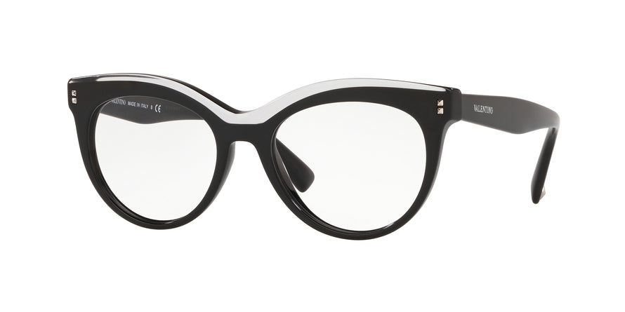 Valentino VA3022 Oval Eyeglasses  5131-BLACK/CRYSTAL 52-18-140 - Color Map black