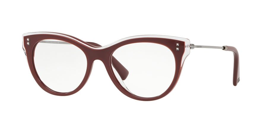 Valentino VA3023A Oval Eyeglasses  5090-TRASPARENT/GURGUNDY/TRASPARENT 52-17-140 - Color Map blue