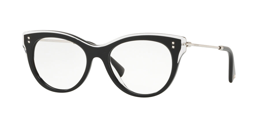 Valentino VA3023 Oval Eyeglasses  5086-TRASPARENT/BLACK/TRASPARENT 52-17-140 - Color Map black