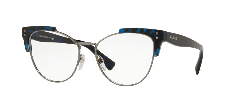 Valentino VA3027 Cat Eye Eyeglasses  5031-HAVANA BLUE/GUNMETAL 53-16-140 - Color Map blue
