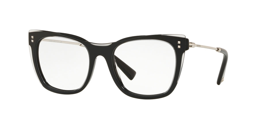 Valentino VA3028 Square Eyeglasses  5099-CRYSTAL BLACK 52-18-140 - Color Map black