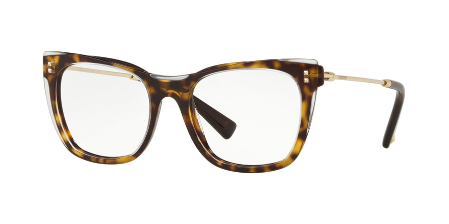 Valentino VA3028 Square Eyeglasses  5102-CRYSTAL HAVANA 52-18-140 - Color Map brown