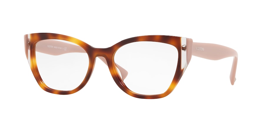 Valentino VA3029 Butterfly Eyeglasses  5011-HAVANA/CRYSTAL/PINK 53-18-140 - Color Map brown