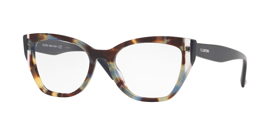 Valentino VA3029 Butterfly Eyeglasses  5068-HAVANA BROWN BLUE 53-18-140 - Color Map light brown