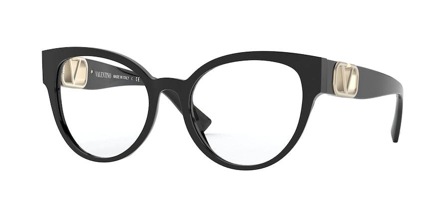 Valentino VA3043 Round Eyeglasses  5001-BLACK 52-18-140 - Color Map black