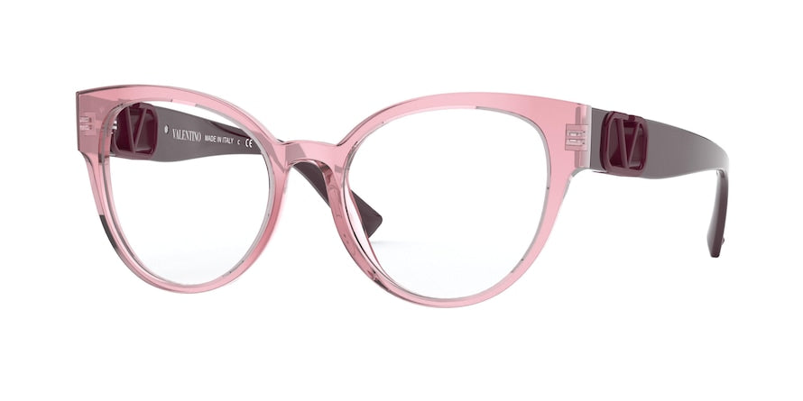 Valentino VA3043 Round Eyeglasses  5147-TRANSPARENT PINK 52-18-140 - Color Map pink