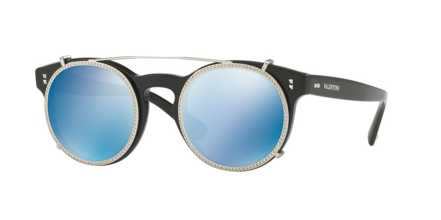 Valentino VA4009CA Round Sunglasses  500155-BLACK 47-22-140 - Color Map black