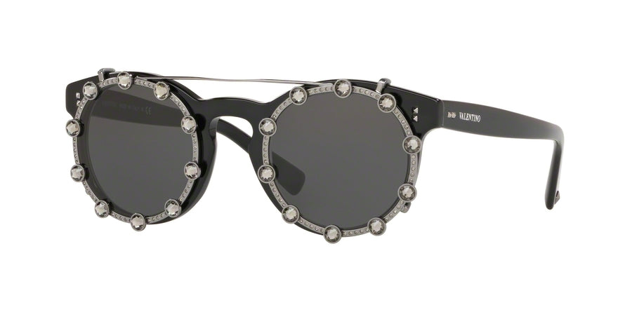 Valentino VA4009CB Round Sunglasses  514387-BLACK 47-22-140 - Color Map black