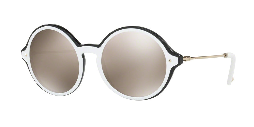 Valentino VA4015 Round Sunglasses  50435A-TOP WHITE ON BLACK 53-19-135 - Color Map white
