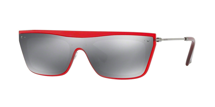 Valentino VA4016 Rectangle Sunglasses  50476G-TRANSPARENT RED 36-136-140 - Color Map red