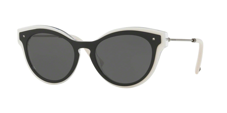 Valentino VA4017 Oval Sunglasses  505487-TOP BLACK/WHITE/CRYSTAL 51-18-140 - Color Map black