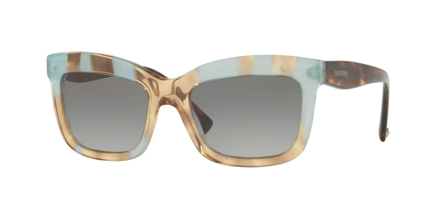 Valentino VA4024A Rectangle Sunglasses  506111-LIGHT HAVANA INSERTS AQUAMARIN 52-19-140 - Color Map light blue