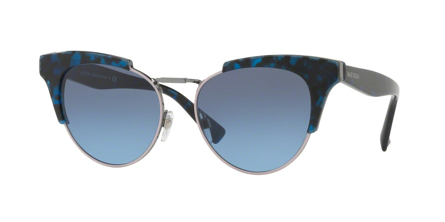 Valentino VA4026 Cat Eye Sunglasses  50318F-HAVANA BLUE 53-17-140 - Color Map gunmetal