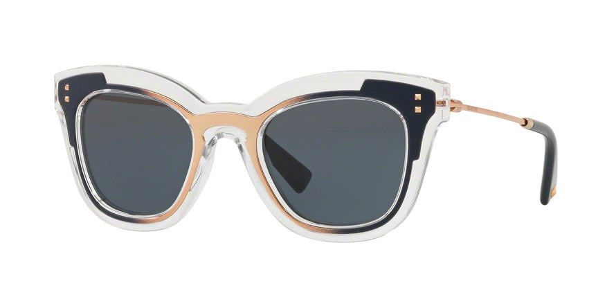 Valentino VA4030 Cat Eye Sunglasses  506987-TRASP/ROSE GOLD MATTE BLUE 49-22-140 - Color Map blue