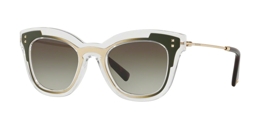 Valentino VA4030 Cat Eye Sunglasses  50738E-TRASP/LIGHT GOLD GREEN OASIS 49-22-140 - Color Map green