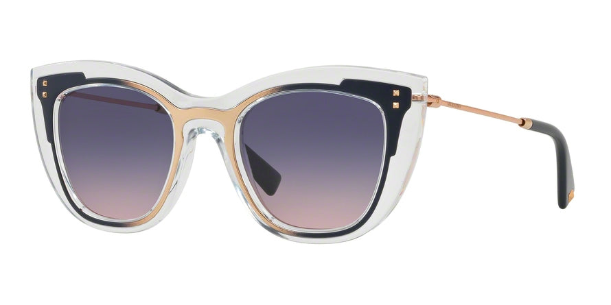 Valentino VA4031 Square Sunglasses  5069I6-TRASP/ROSE GOLD MATTE BLUE 50-21-140 - Color Map blue