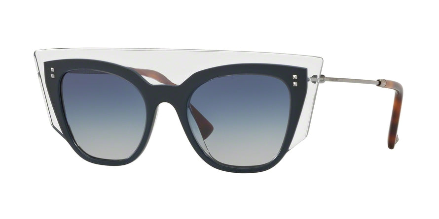 Valentino VA4035 Square Sunglasses  50854L-TRANSPARENT/BLUE/TRANSPARENT 49-19-140 - Color Map blue