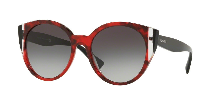 Valentino VA4038A Round Sunglasses  50208G-HAVANA/CRYSTAL/BLACK 55-19-140 - Color Map red