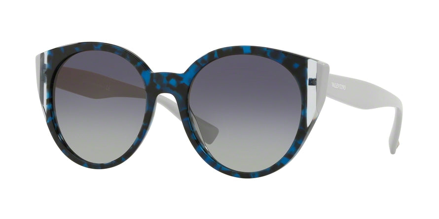 Valentino VA4038A Round Sunglasses  503111-HAVANA BLU/AZURE/IVORY 55-19-140 - Color Map blue