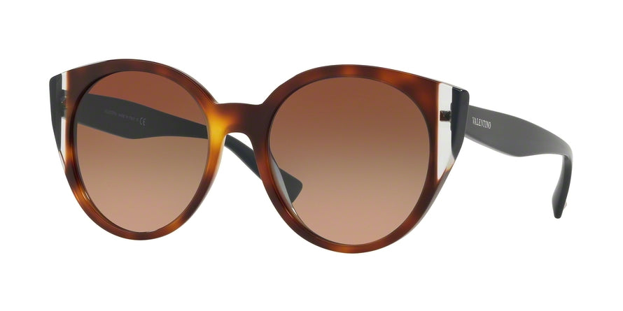 Valentino VA4038 Round Sunglasses  50114L-HAVANA/CRYSTAL/BLUE 55-19-140 - Color Map brown