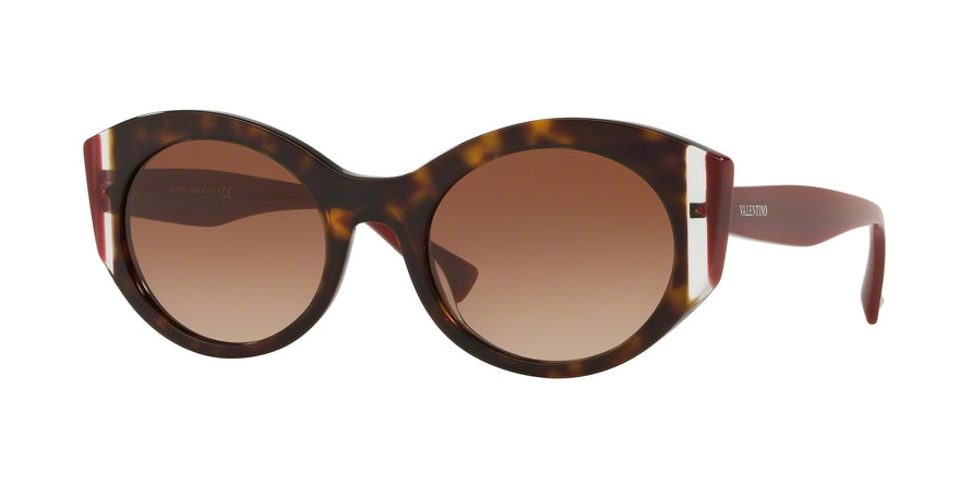 Valentino VA4039 Oval Sunglasses  500213-HAVANA/CRYSTAL/BURGUNDY 53-21-140 - Color Map brown