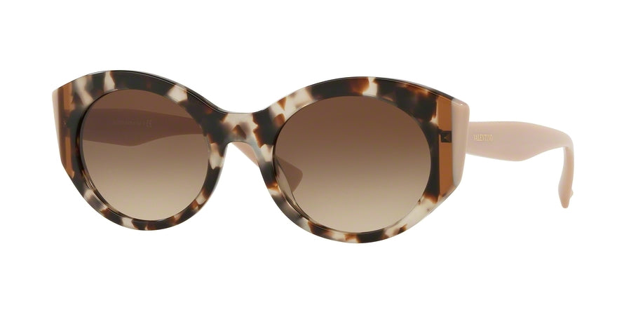 Valentino VA4039 Oval Sunglasses  509713-HAVANA BROWN/TRASP BROWN/BEIGE 53-21-140 - Color Map brown